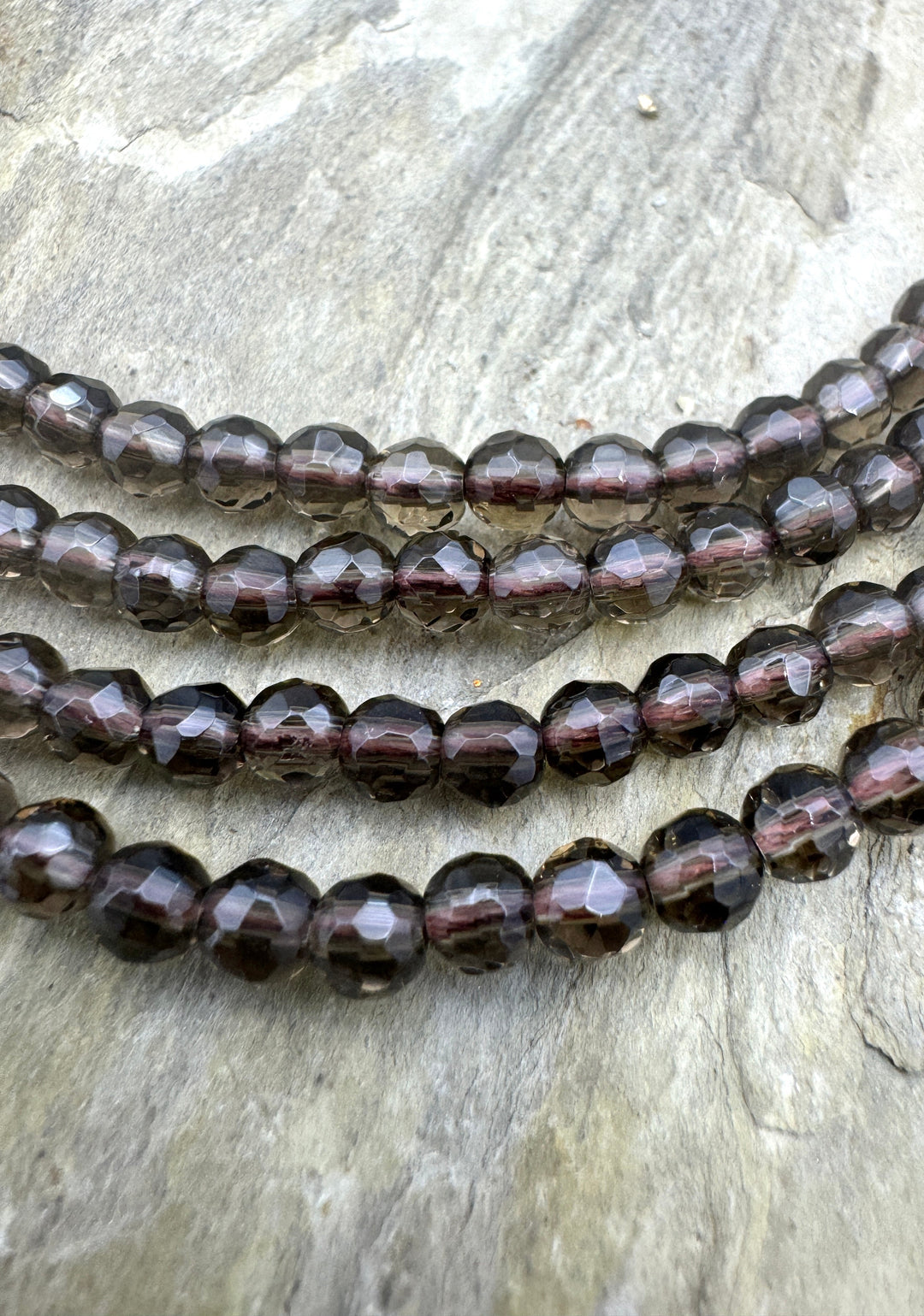 Smokey Quartz 4mm Faceted Round Bead Strand 16 inch Strand