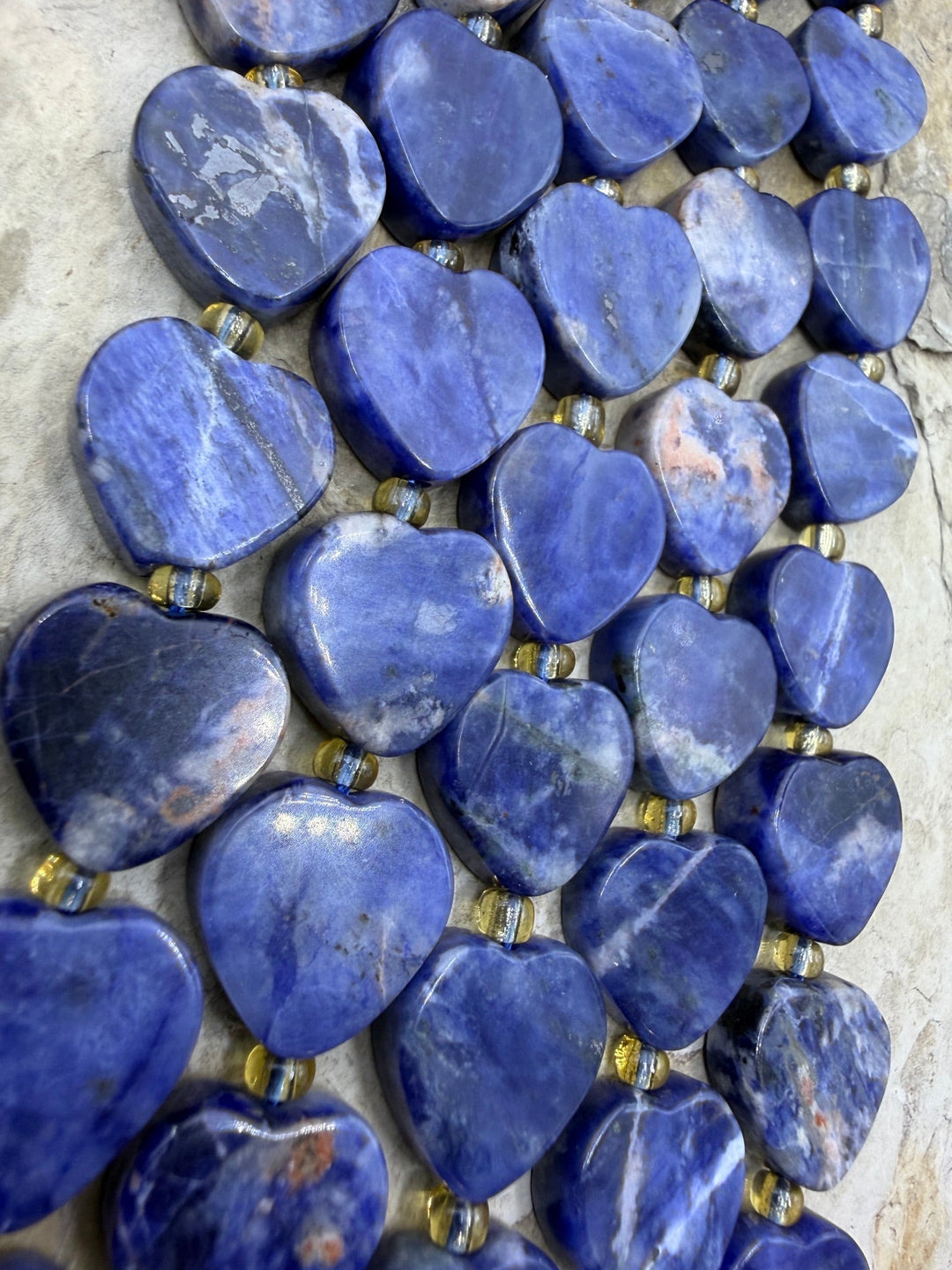 Sodalite 15mm Heart Shapped beads 15inch Strand 22 Beads