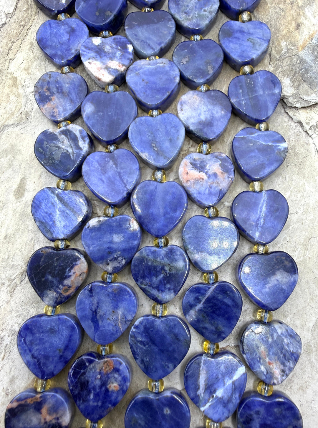 Sodalite 15mm Heart Shapped beads 15inch Strand 22 Beads