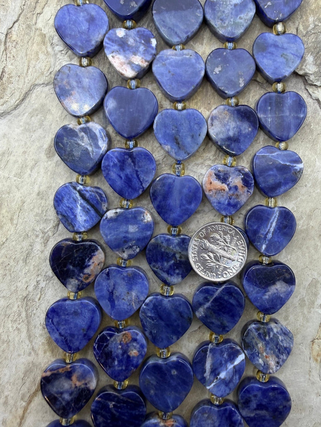 Sodalite 15mm Heart Shapped beads 15inch Strand 22 Beads