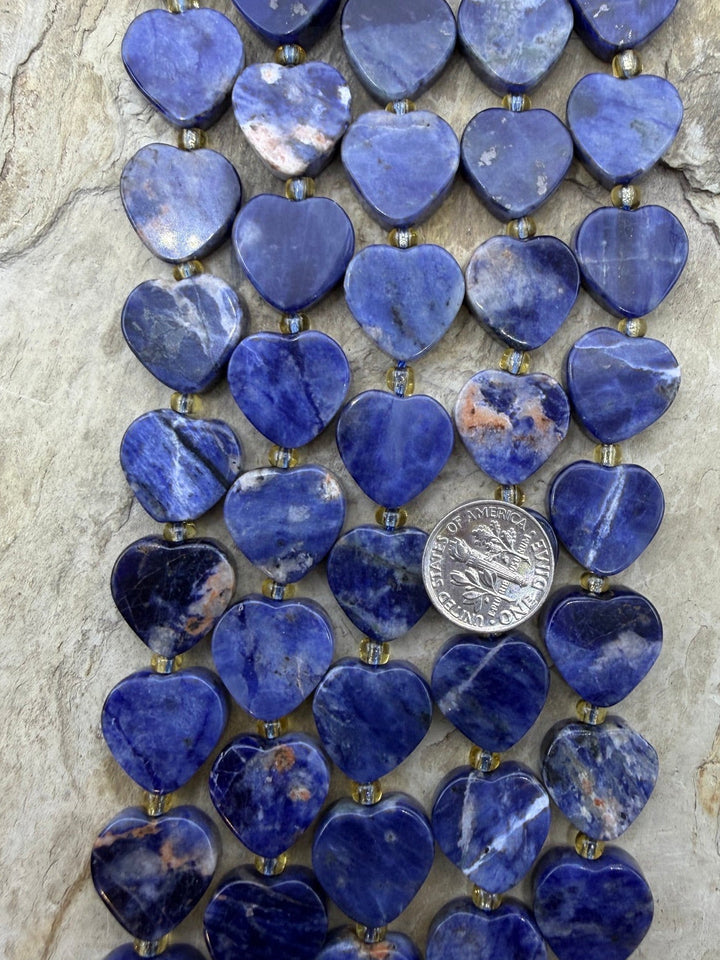 Sodalite 15mm Heart Shapped beads 15inch Strand 22 Beads