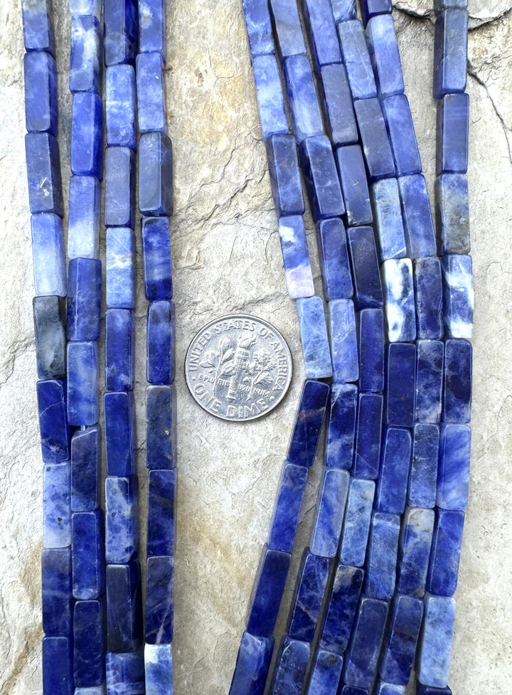 Sodalite 4x13mm Square Tube beads 15 inch Strand - Sodalite