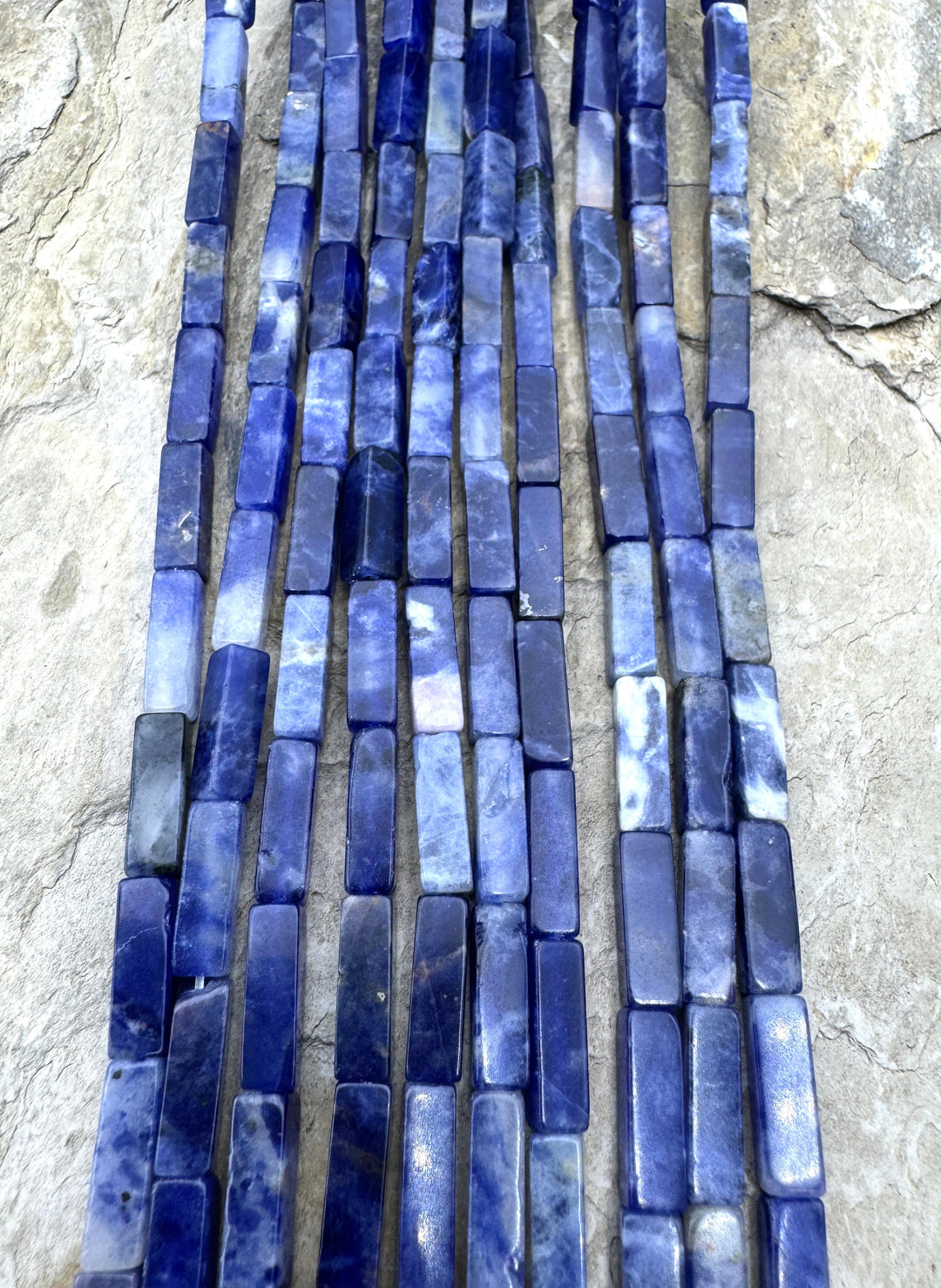 Sodalite 4x13mm Square Tube beads 15 inch Strand - Sodalite