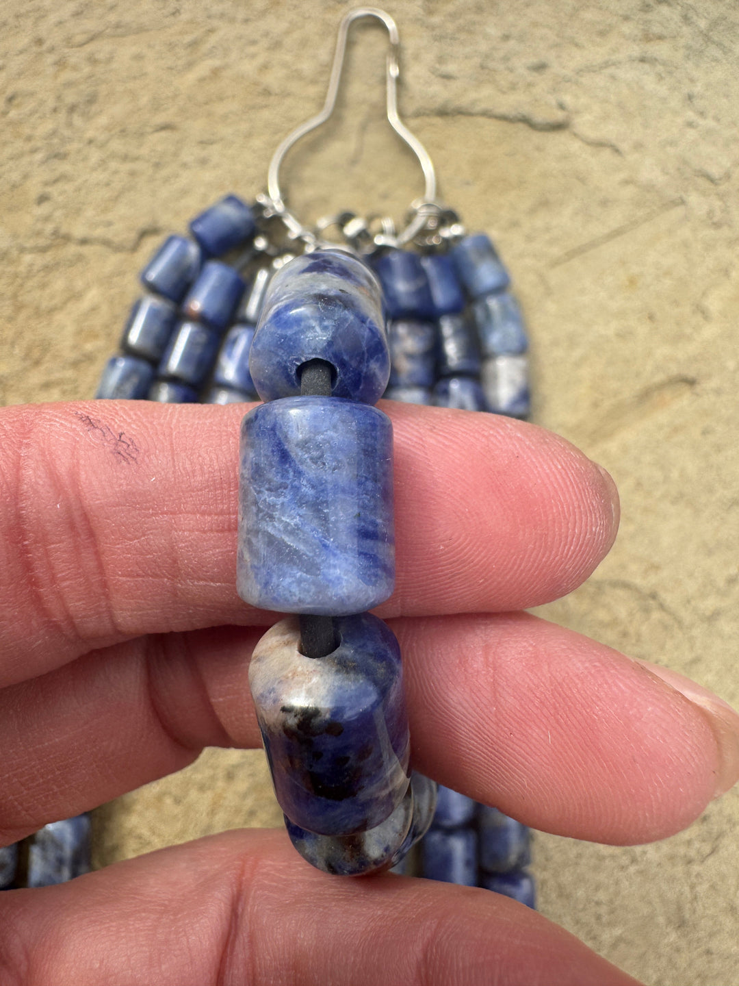 Sodalite Large Hole Tube Beads 7x12mm 8 inch Strand