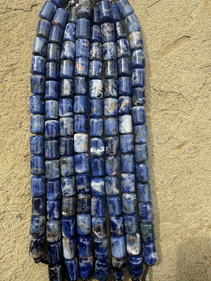 Sodalite Large Hole Tube Beads 7x12mm 8 inch Strand