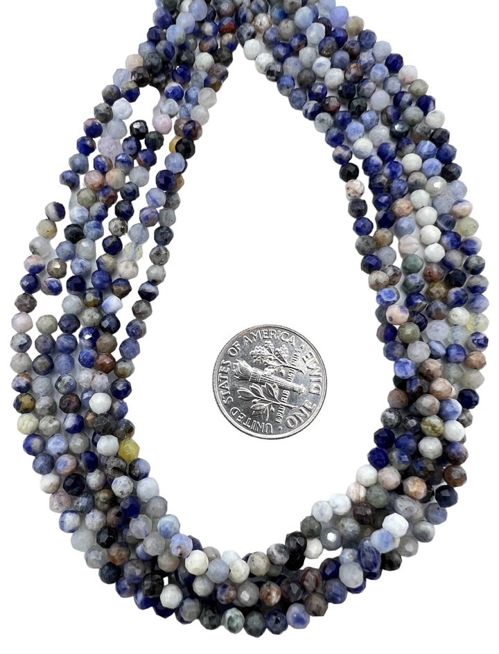 Sodalite Micro Faceted 3mm Round Beads 16 inch strand -