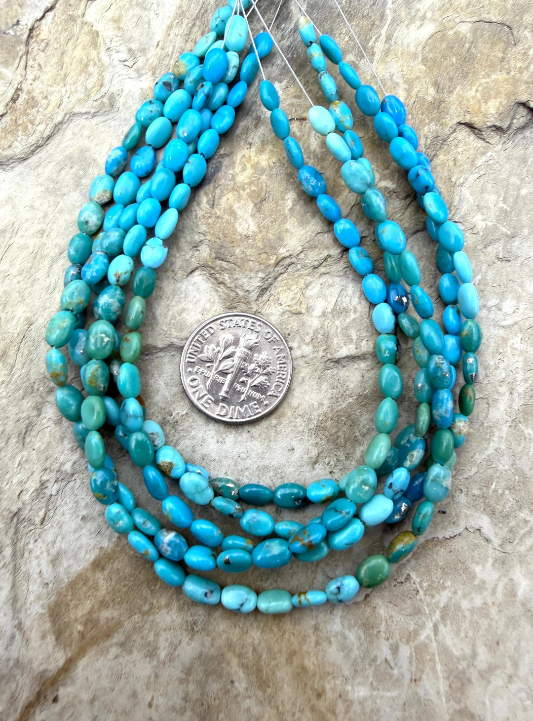 Sonoran Mountain Turquoise (Mex) 3X5mm Oval Bead Strand 8