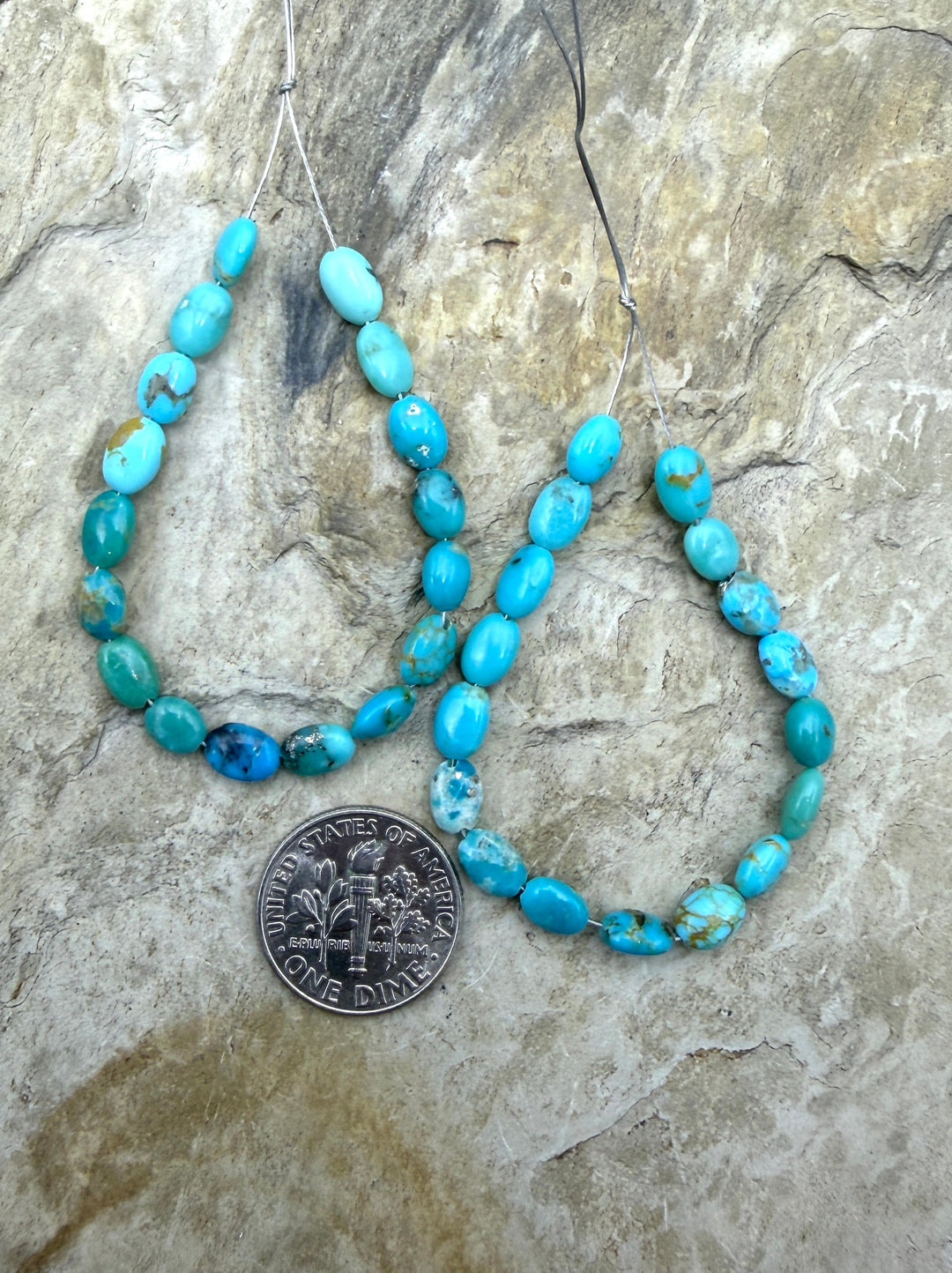 Sonoran Mountain Turquoise (Mex) 4x6mm Oval Bead 4 Inch