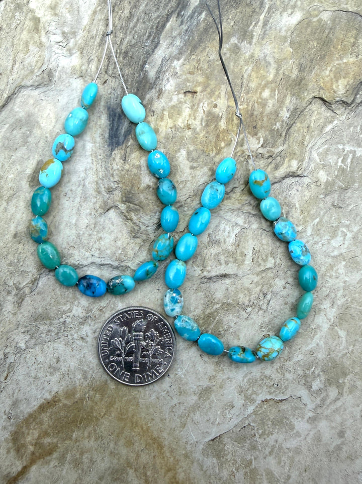 Sonoran Mountain Turquoise (Mex) 4x6mm Oval Bead 4 Inch