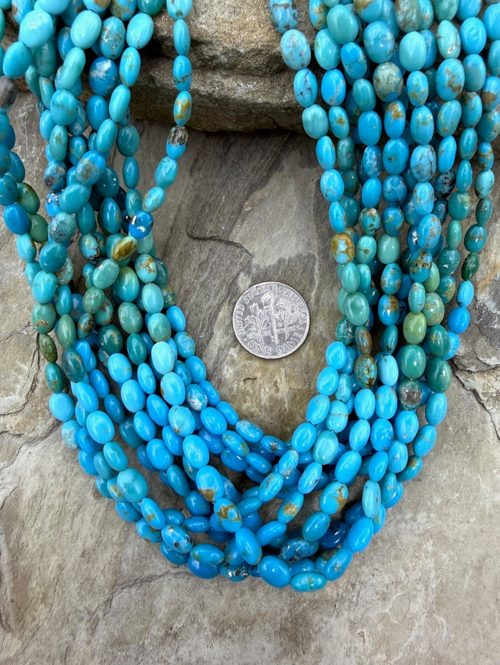 Sonoran Mountain Turquoise (Mex) 4x6mm Oval Bead Strand 16
