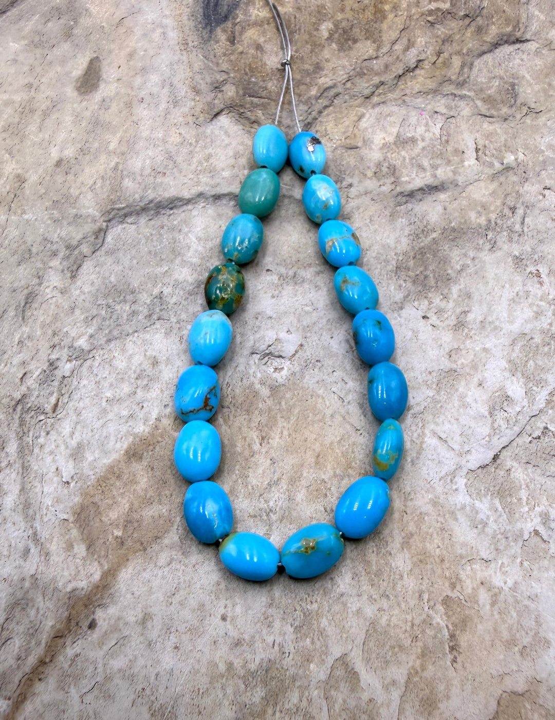Sonoran Mountain Turquoise (Mex) 4x6mm Oval Bead Strand 4.5