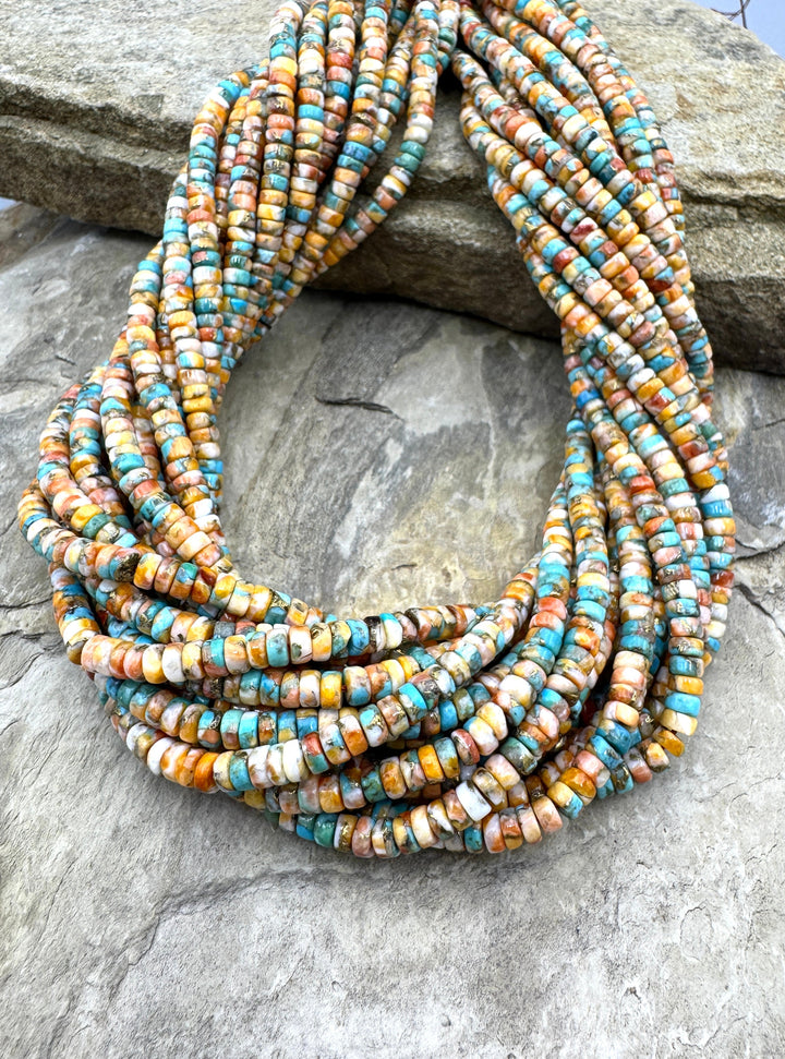 Spiny Oyster Turquoise and Bronze 4mm Button/Heshi Beads 16