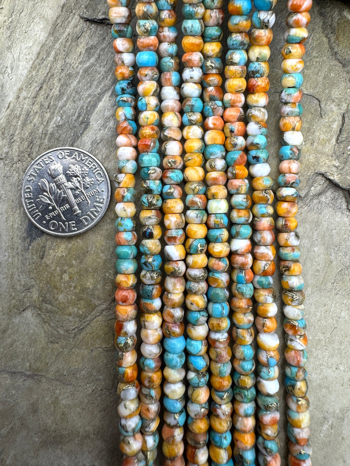 Spiny Oyster Turquoise and Bronze 4mm Rondel Beads 16 inch