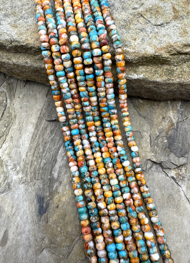 Spiny Oyster Turquoise and Bronze 4mm Rondel Beads 16 inch