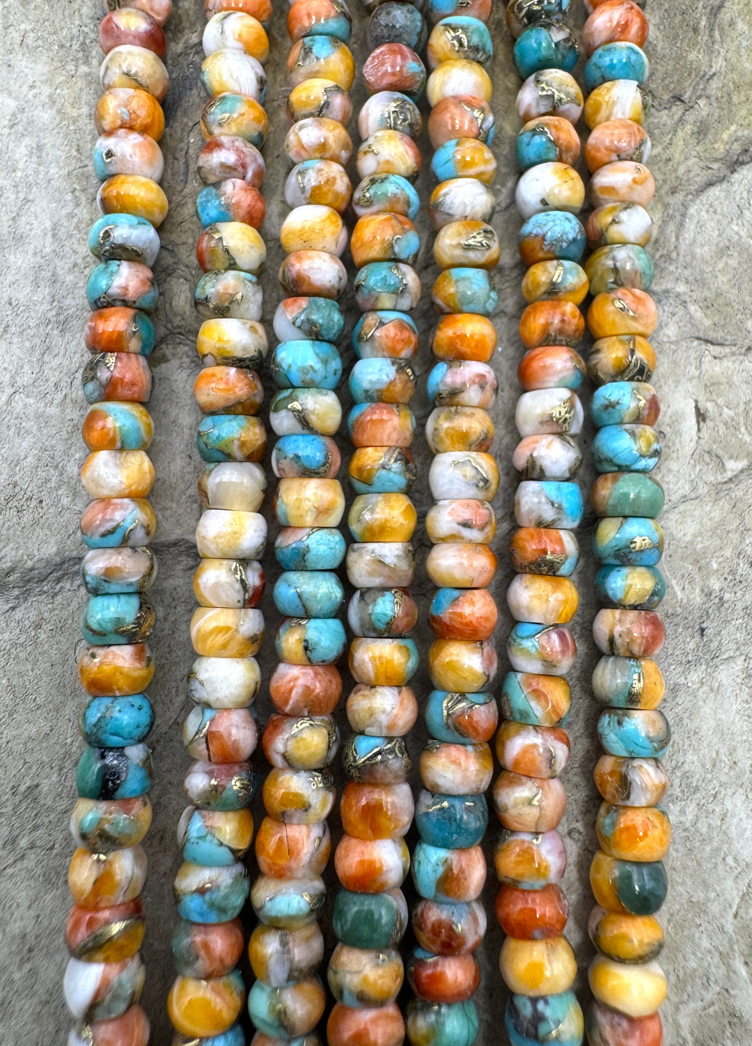 Spiny Oyster Turquoise and Bronze 4mm Rondelle Beads 16