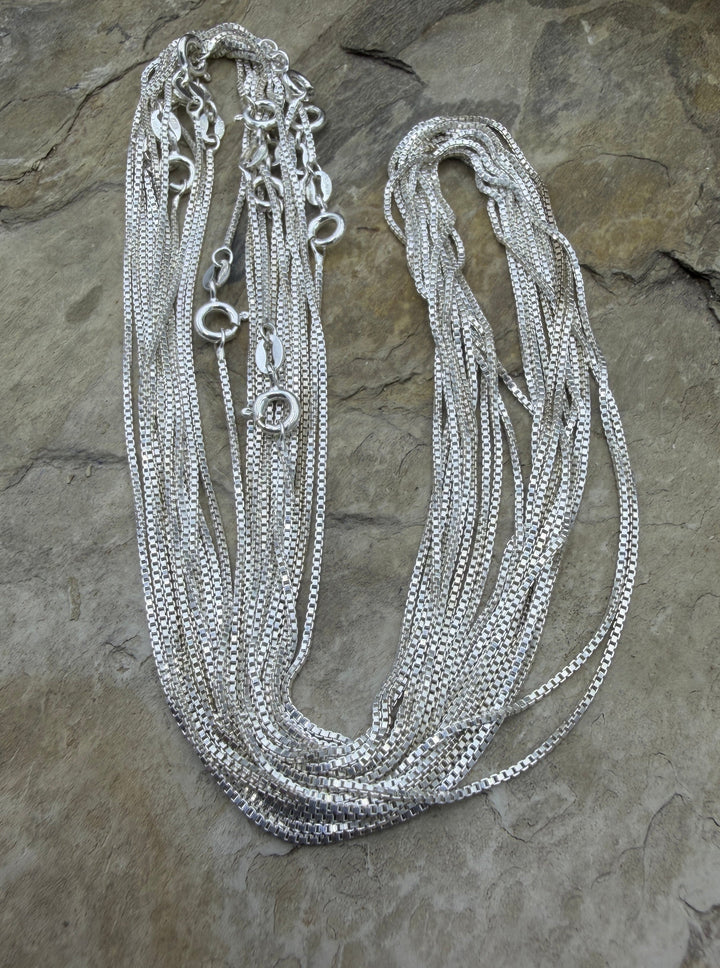Sterling Silver 1mm 18 Inch Box Chain with Spring Ring Clap