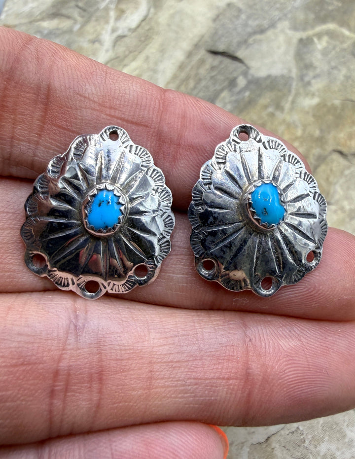 Sterling Silver and Turquoise Earring Component Pair