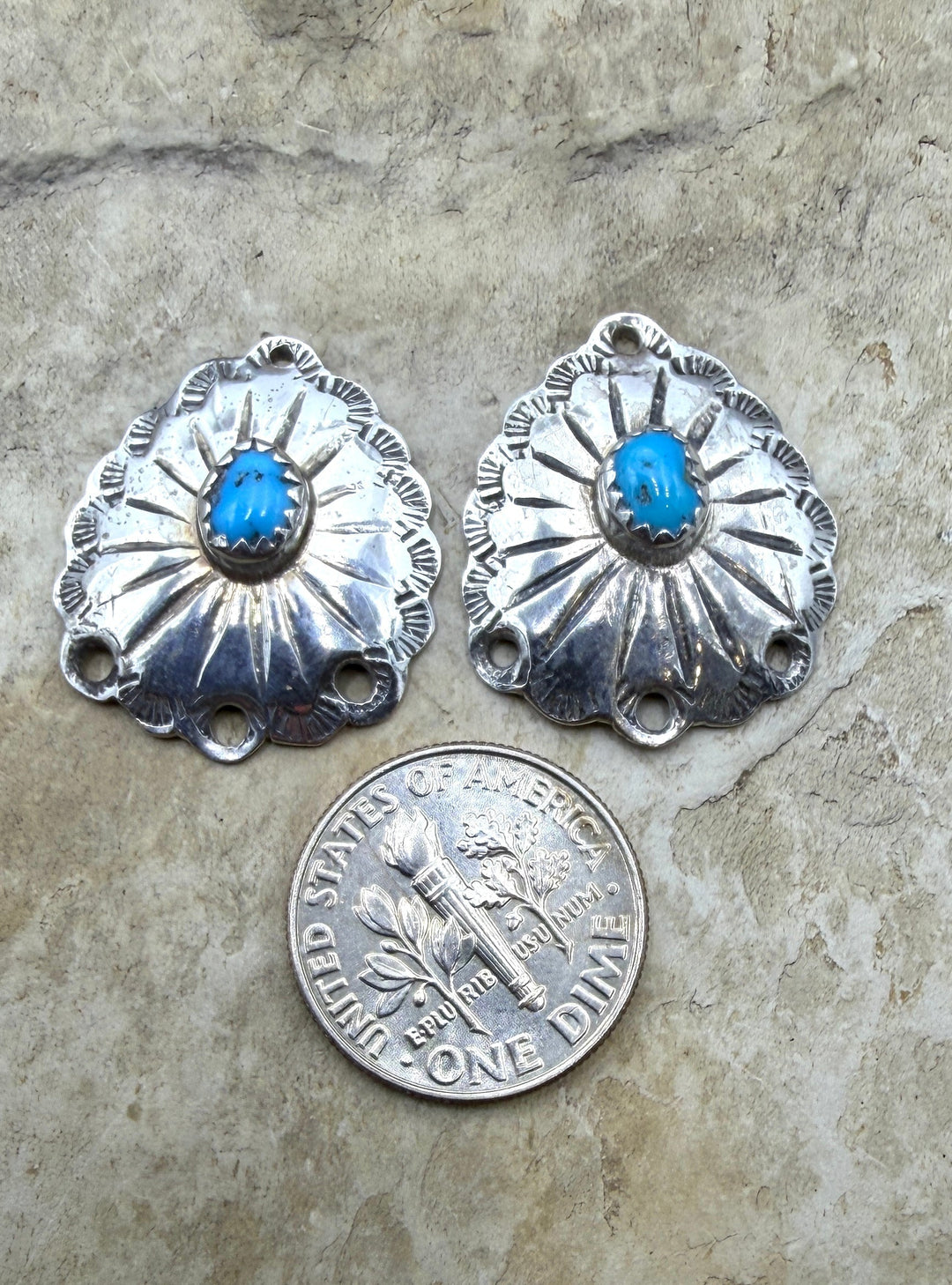 Sterling Silver and Turquoise Earring Component Pair