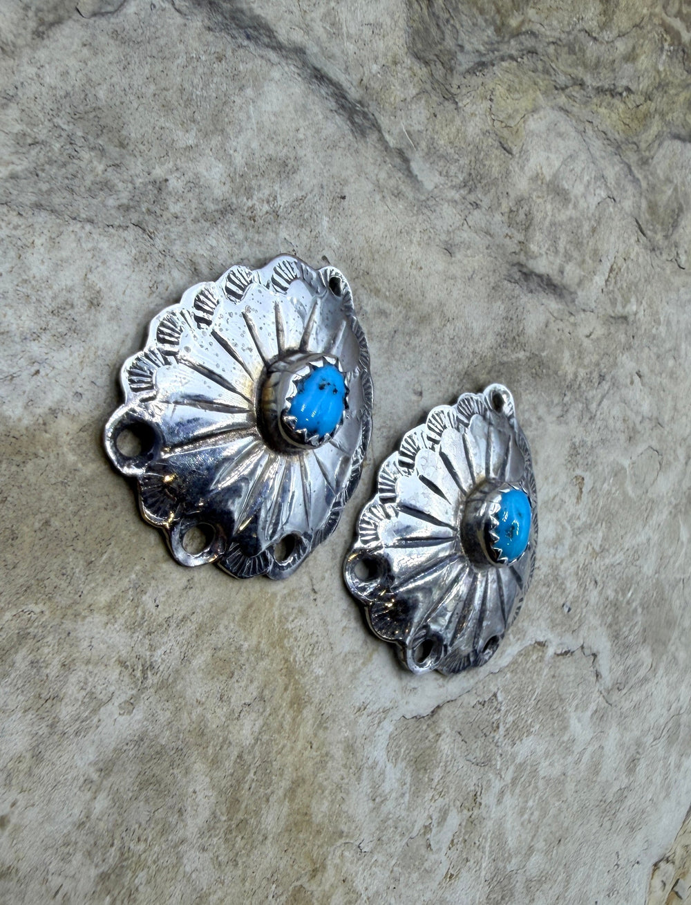 Sterling Silver and Turquoise Earring Component Pair