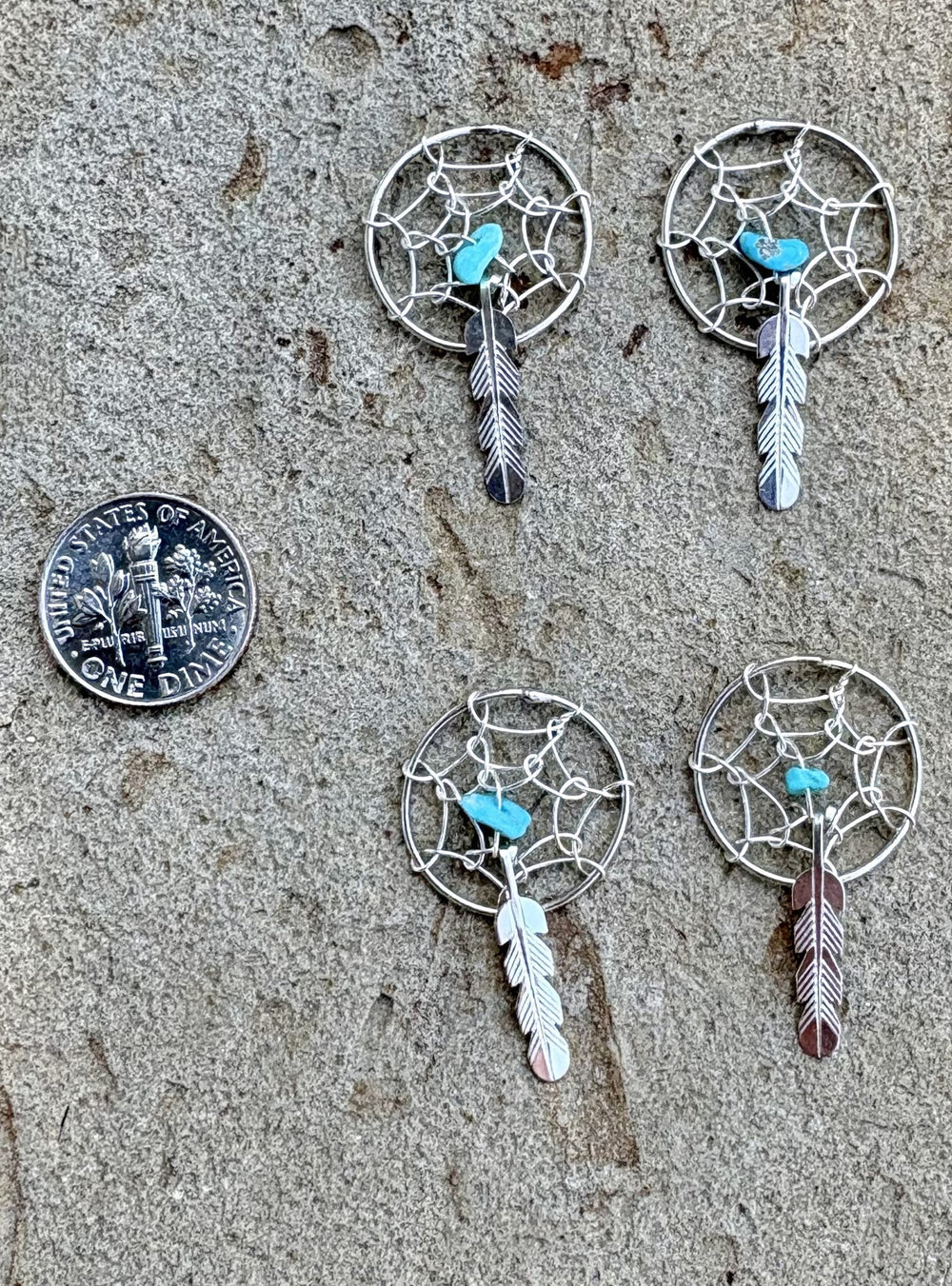 Sterling Silver Dreamcatcher Charm (Small) with Turquoise