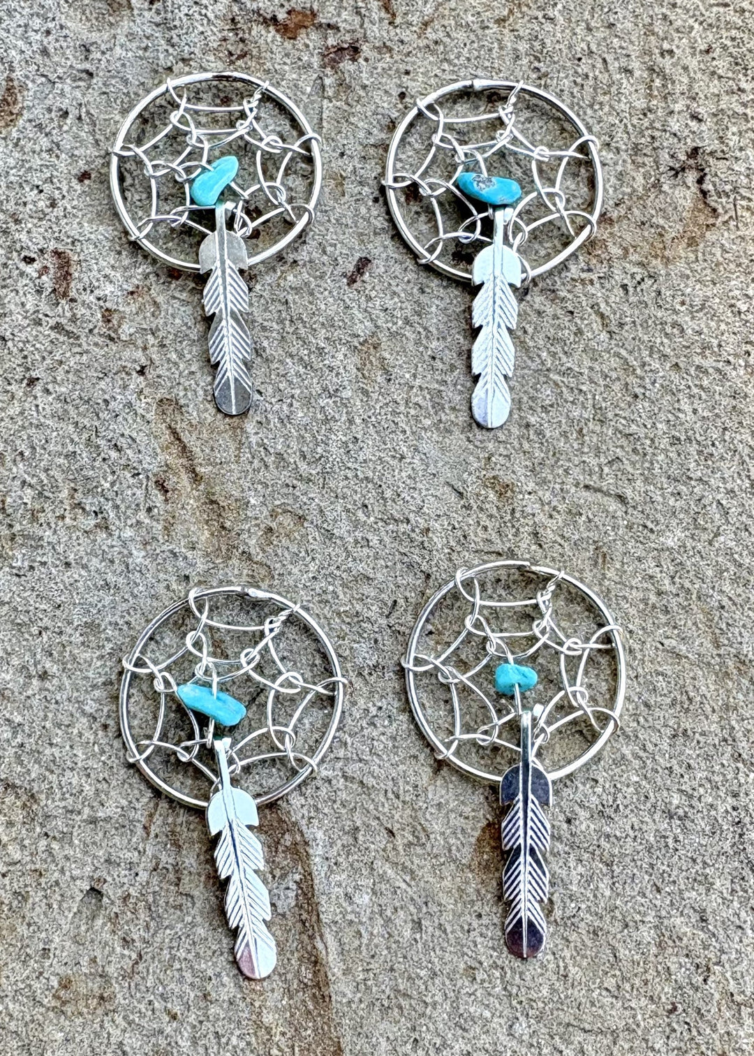 Sterling Silver Dreamcatcher Charm (Small) with Turquoise