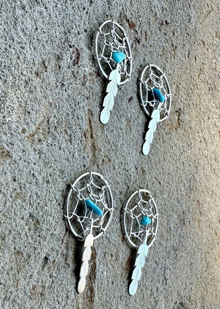 Sterling Silver Dreamcatcher Charm (Small) with Turquoise