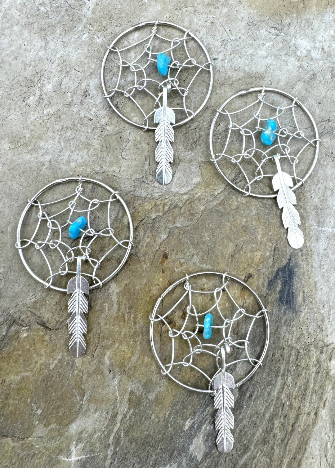 Sterling Silver Dreamcatcher Charm with Turquoise 22mm