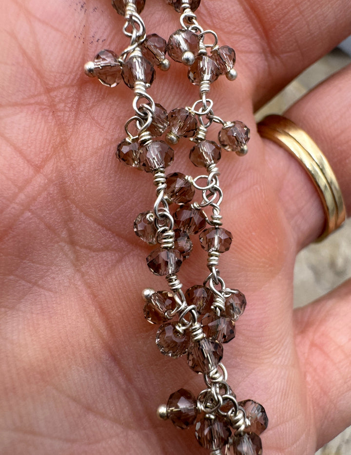 Sterling Silver Handmade Chain with 3mm Smokey Chrystal
