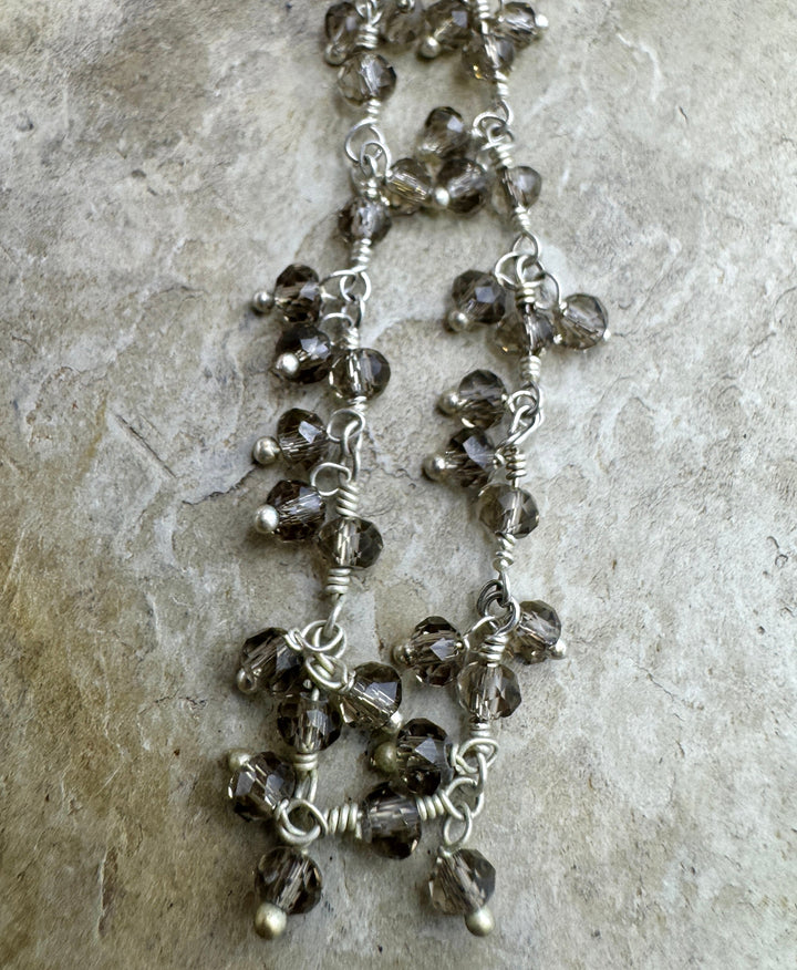 Sterling Silver Handmade Chain with 3mm Smokey Chrystal
