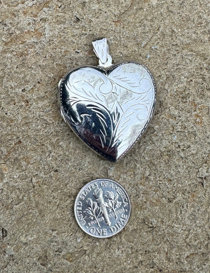 Sterling Silver Heart Locket Pendant - Jewelry Findings