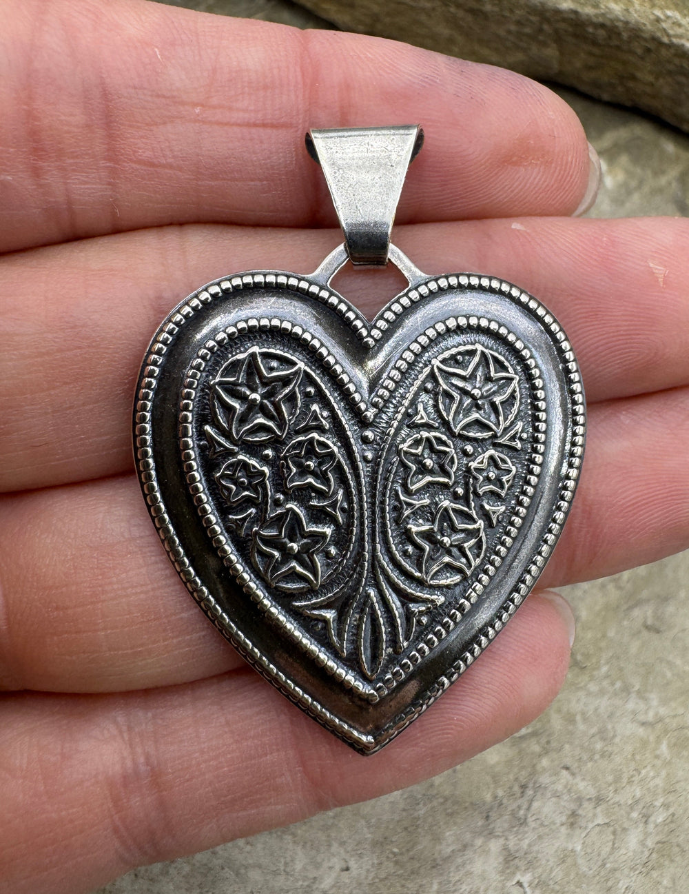 Sterling Silver Heart Pendant 33x45mm - Jewelry Findings