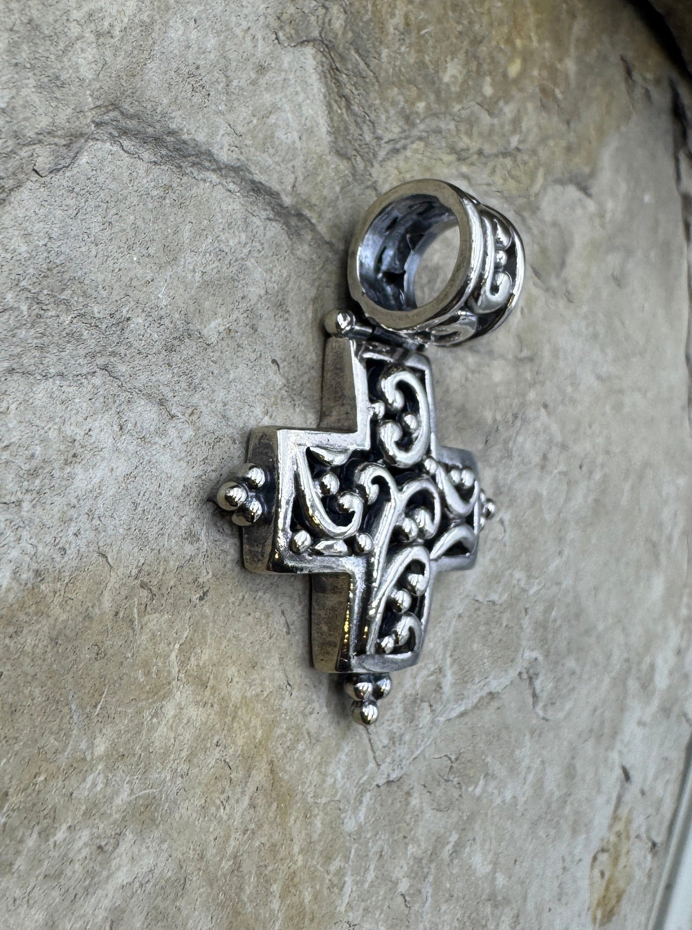 Sterling Silver Heavy Cross Pendant with Large Bail 32x42mm