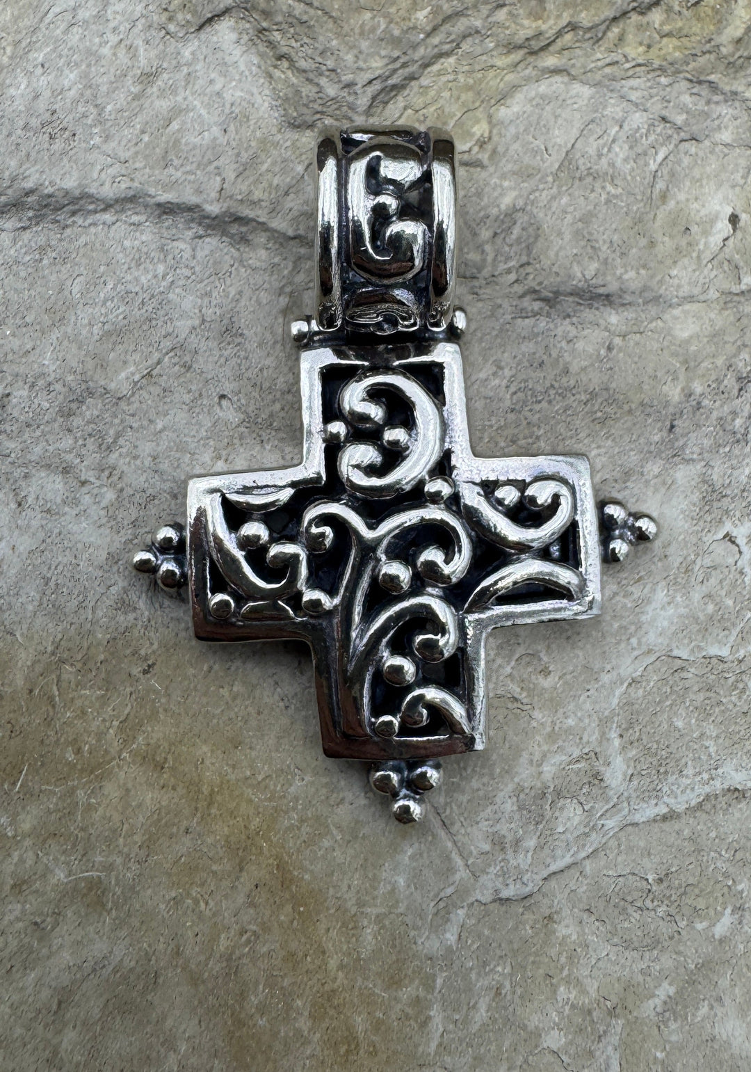 Sterling Silver Heavy Cross Pendant with Large Bail 32x42mm