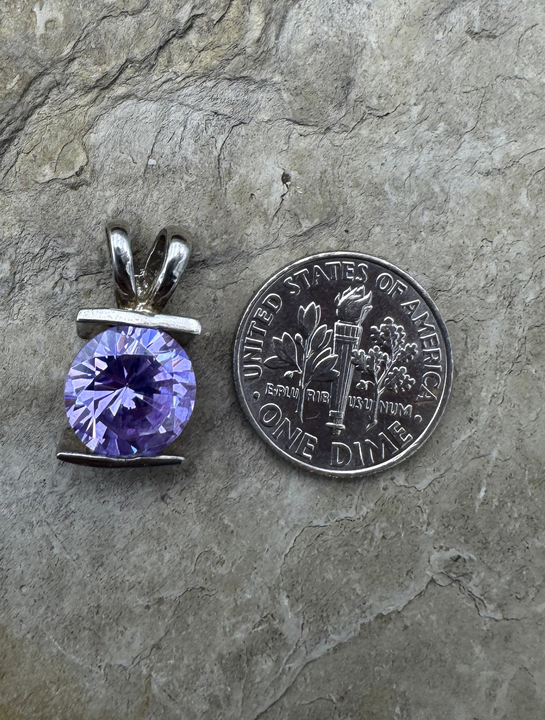 Sterling Silver Lavender Color Faceted Strone Pendant
