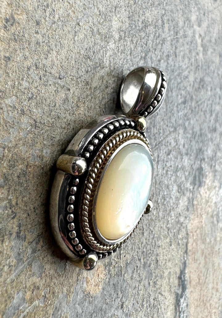 Sterling Silver Mother Of Pearl Pendant 23x43mm - Jewelry