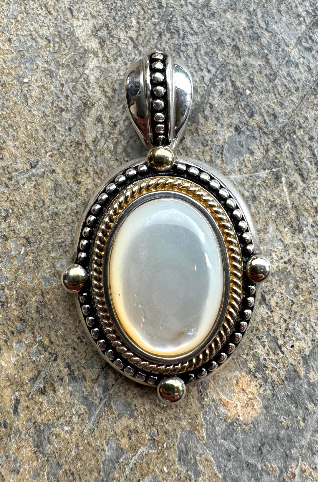 Sterling Silver Mother Of Pearl Pendant 23x43mm - Jewelry