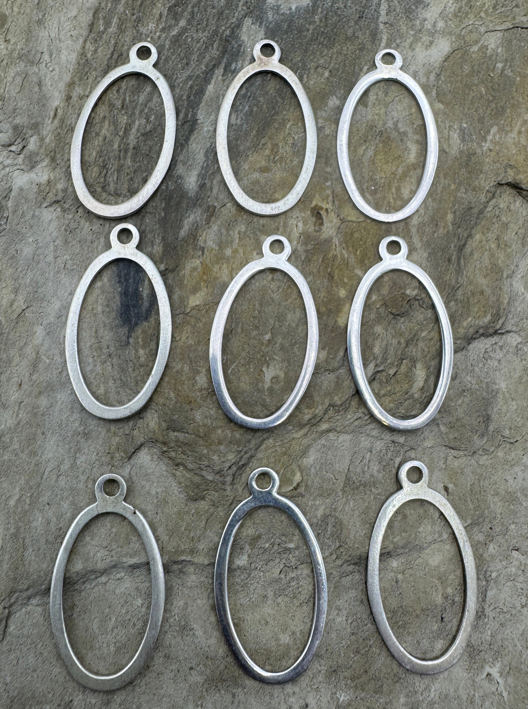 Sterling Silver Oval Charms 12x23mm Package of 2 - Findings