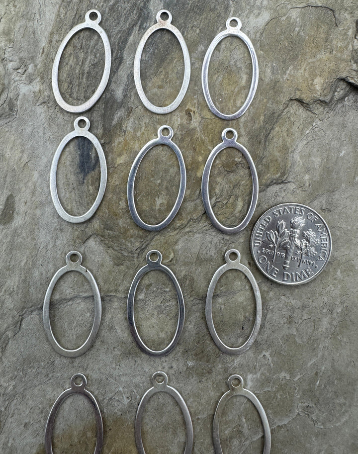 Sterling Silver Oval Charms 12x23mm Package of 2 - Findings