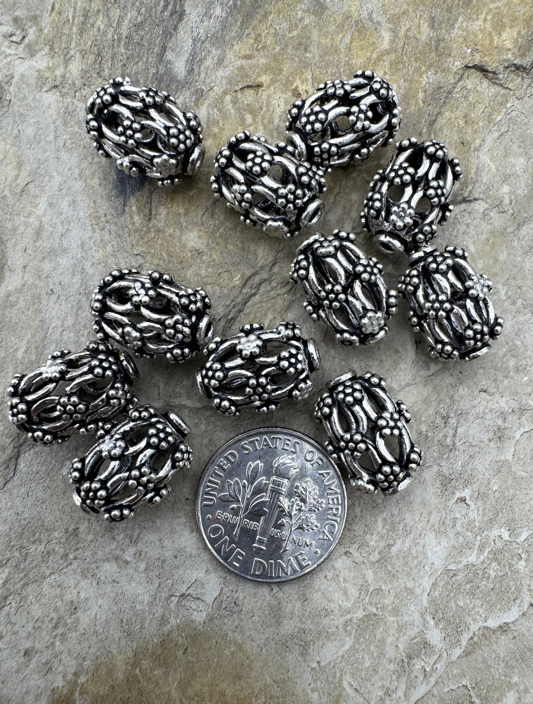 Sterling Silver Oxidized Beads 10x14mm Oval Beads Package