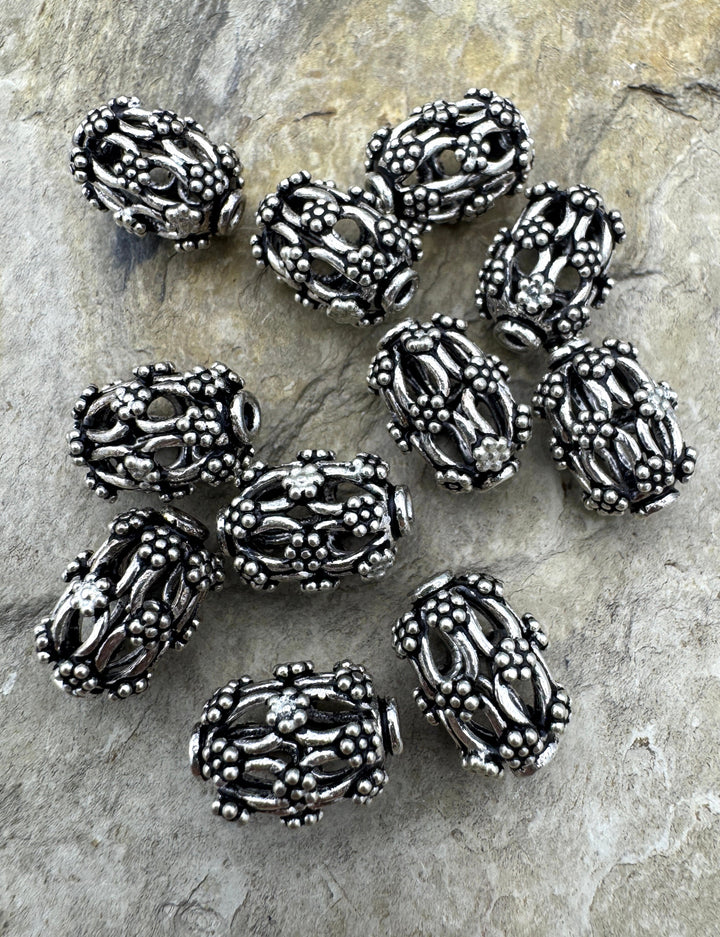 Sterling Silver Oxidized Beads 10x14mm Oval Beads Package