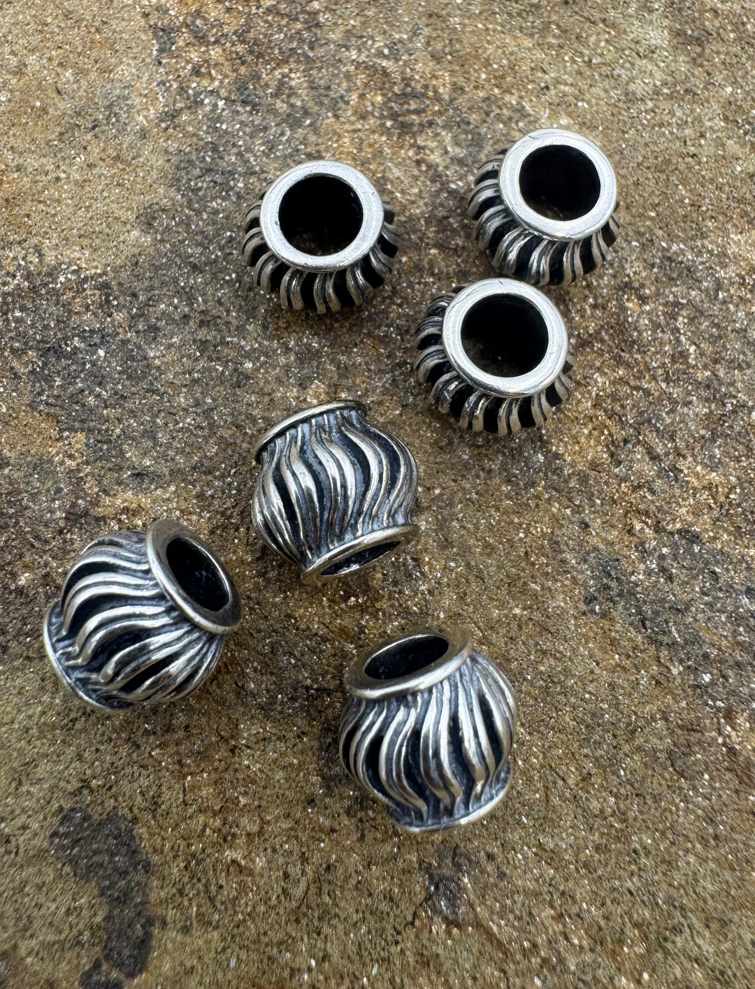 Sterling Silver Oxidized Beads 10x8mm LARGE Hole Beads