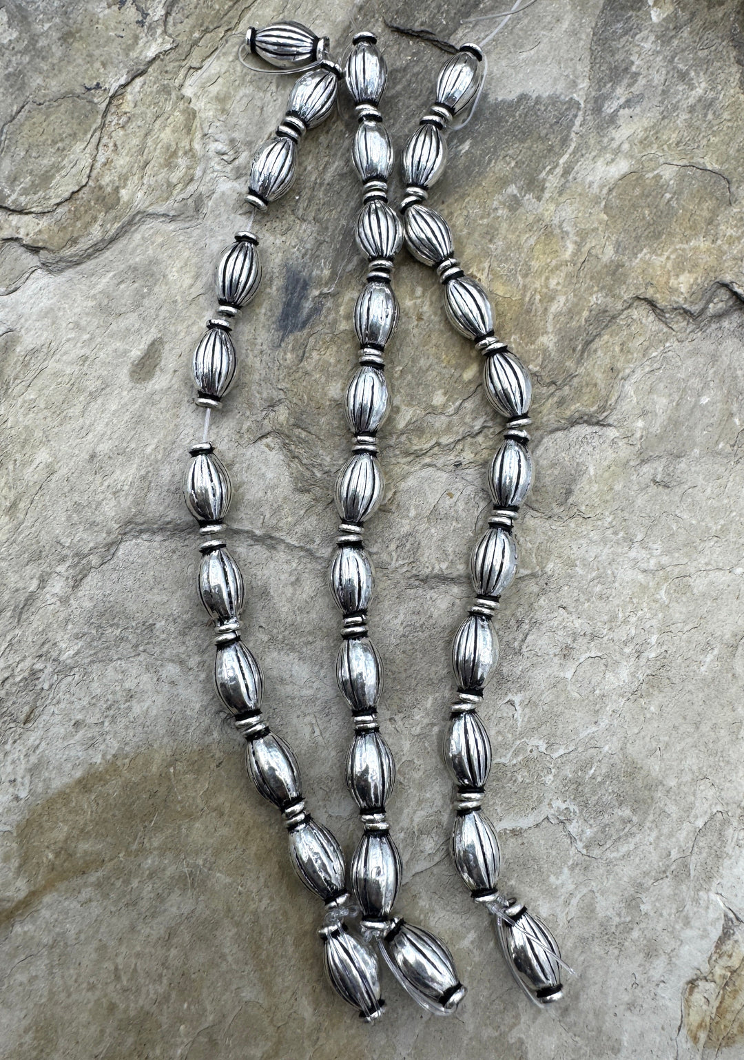 Sterling Silver Oxidized Beads 6x11mm 11 Bead Strand