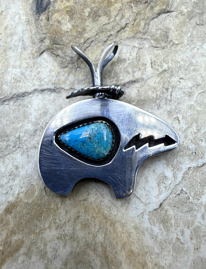 Sterling Silver Oxidized Bear Shadowbox Pendant