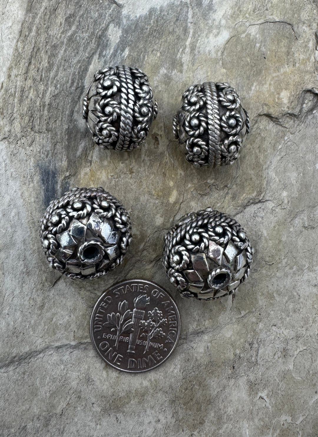 Sterling Silver Oxidized BIG HEAVY Rondelle Beads 17x15mm
