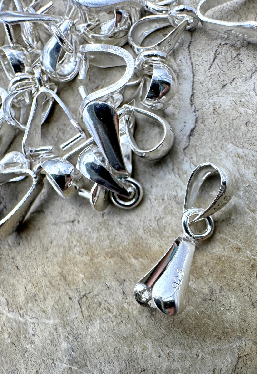 Sterling Silver Pinch Bail 3x13mm Package of 3 Bails