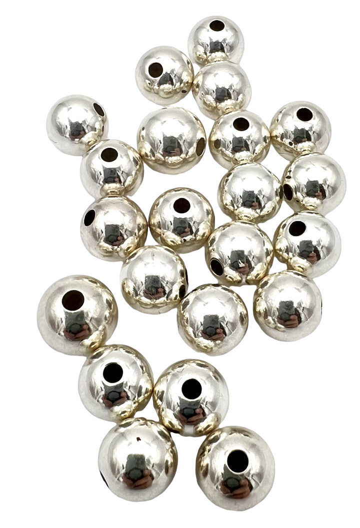 Sterling Silver Round Seamless beads 9mm (PKG of 3 beads) -