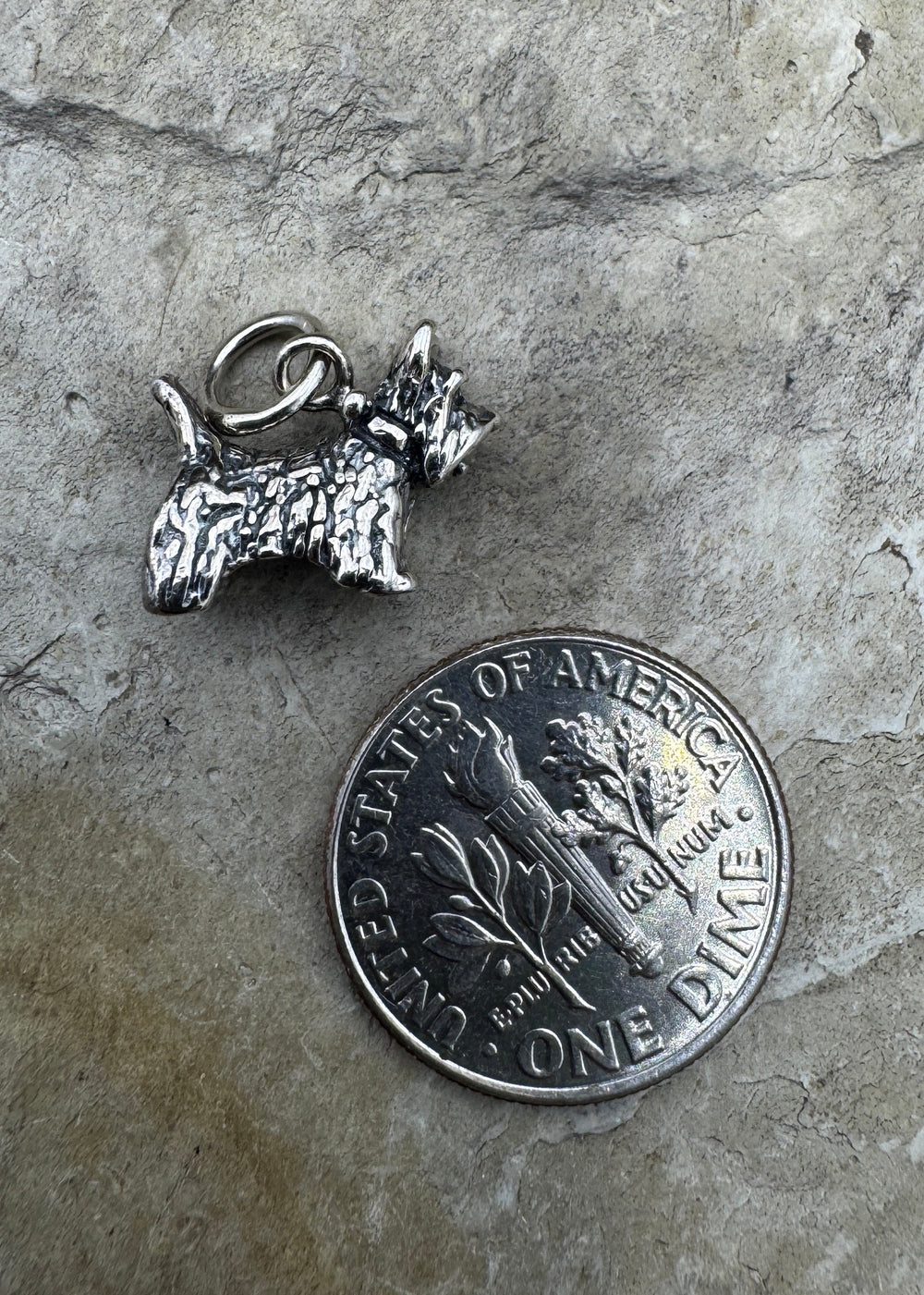 Sterling Silver Scottie Dog Charm 10x13mm - Jewelry Findings