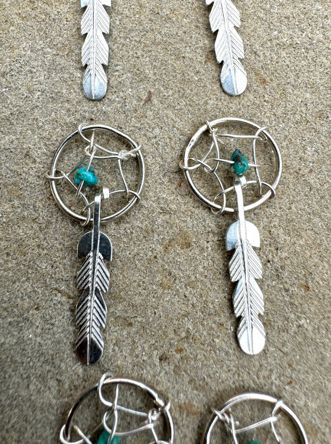 Sterling Silver Small Dreamcatcher Charm with Turquoise