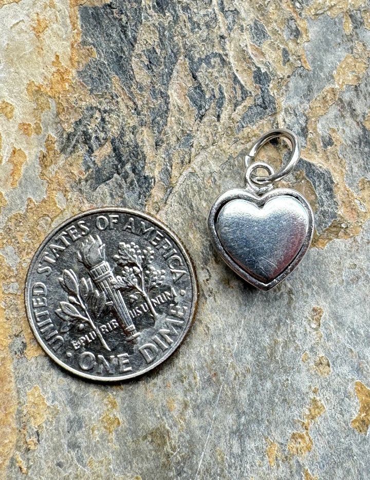 Sterling Silver Small Heart Shaped Charm 11x14mm - Jewelry