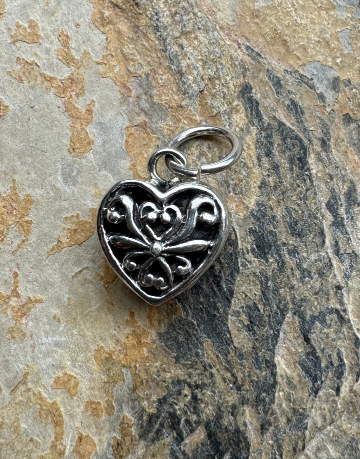 Sterling Silver Small Heart Shaped Charm 11x14mm - Jewelry